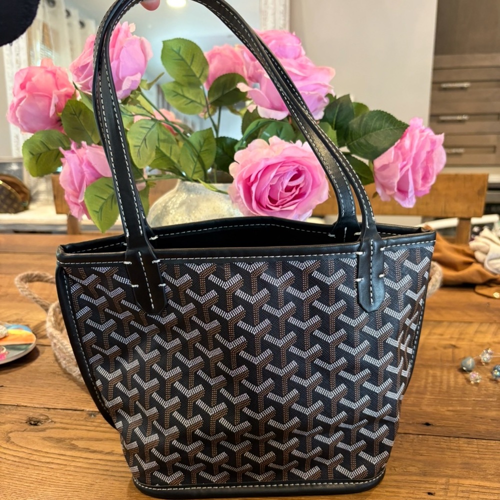 Black Patterned Tote Bag - Women's Handbag